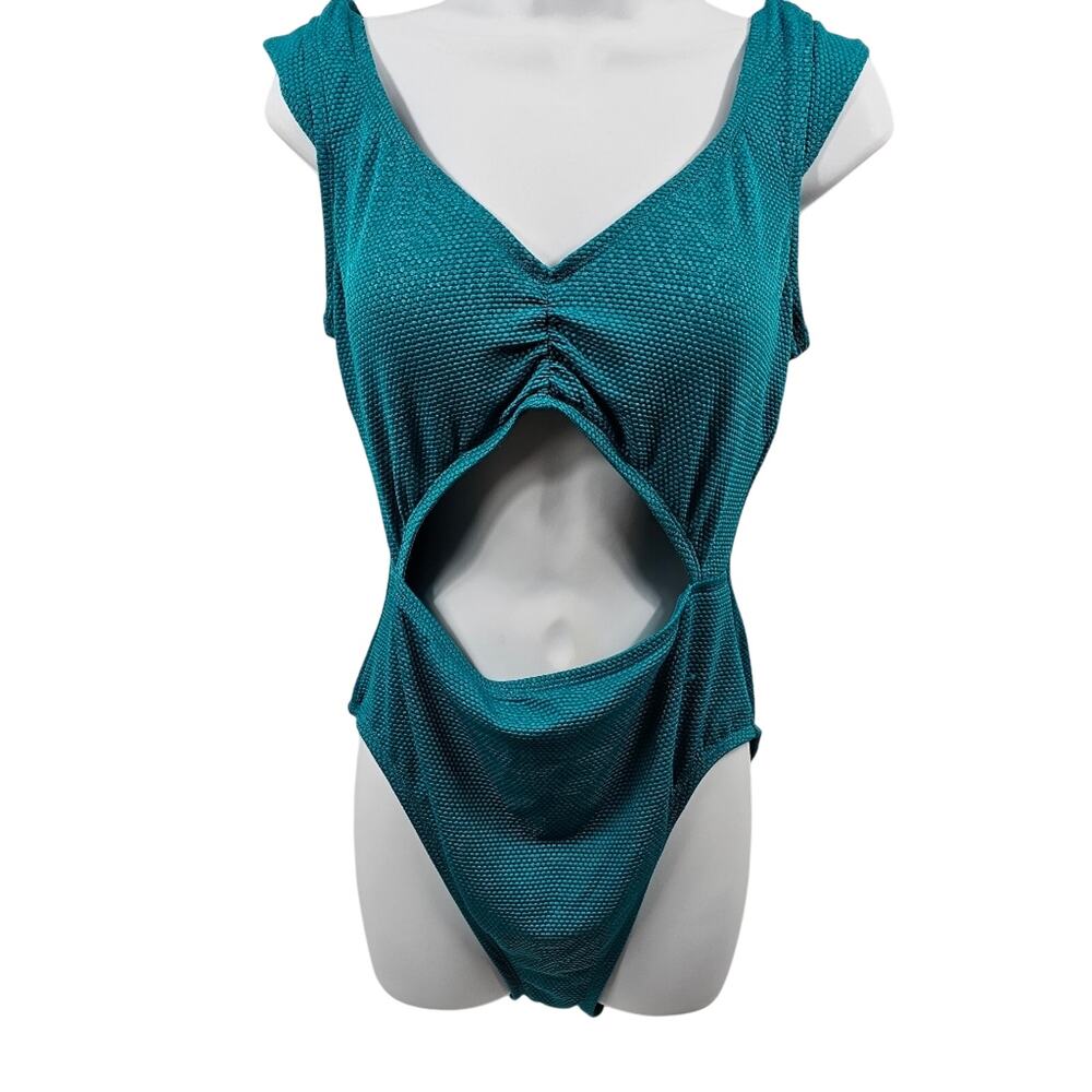 Shade & Shore Turquoise One-piece Cutout Swimsuit NWT Women's Large